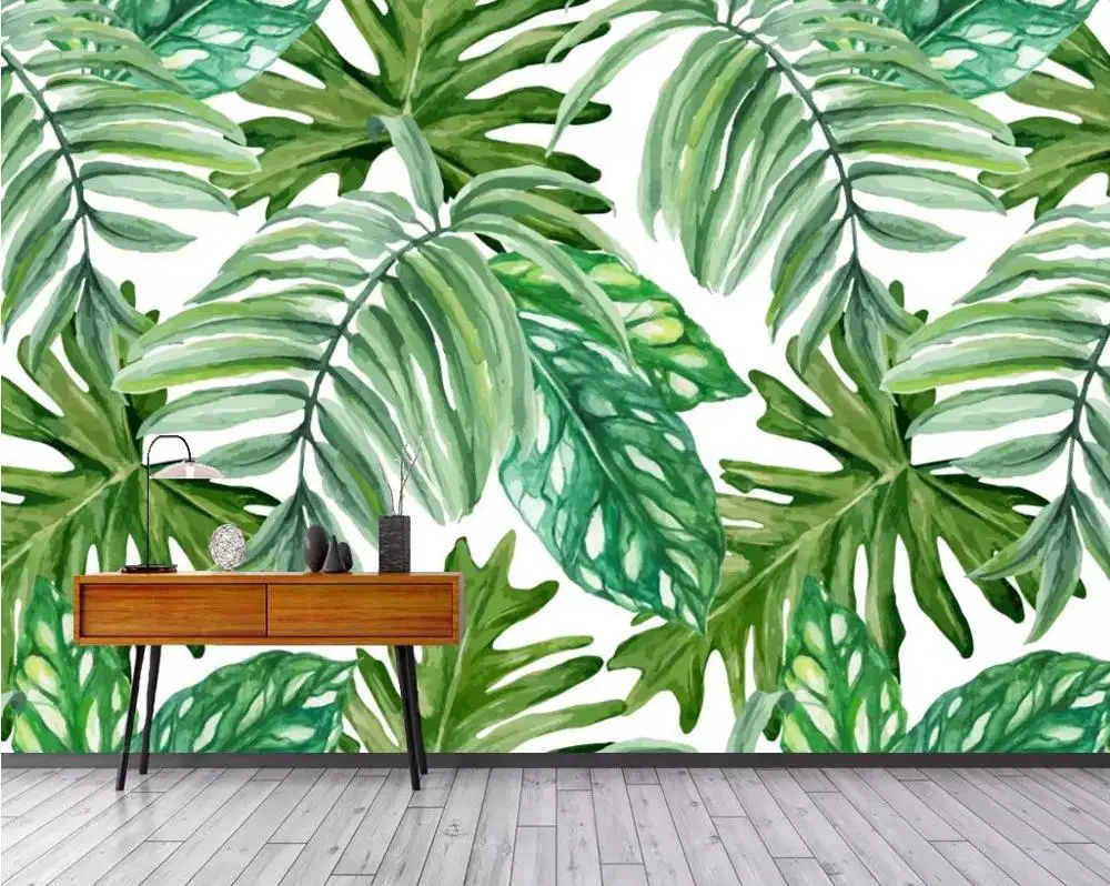 Beibehang пользовательские Обои фреска фото скандинавском стиле простой небольшой свежий тропический лес банановый лист гостиная спальня стены - Цвет: 17082077