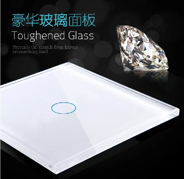 BIG SALES Touch Switch 1 gang 1 way Wallpad Luxury White Glass Switch On,LED Wall Light touch Control switch,110~250V,VL-C301-61