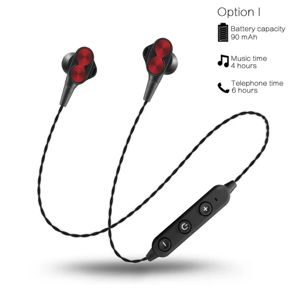 CBAOOO B800, беспроводные Bluetooth наушники, спортивные наушники, двойной привод, гарнитура, стерео бас, Bluetooth наушники с микрофоном для телефона - Цвет: red  4H