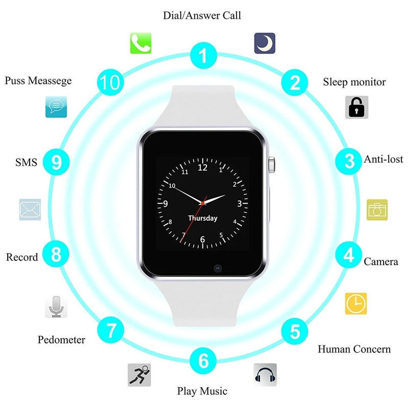 Bluetooth Смарт наручные часы 2G SIM TF камера A1 GSM телефон для Android iPhone Мужчины Женщины PK