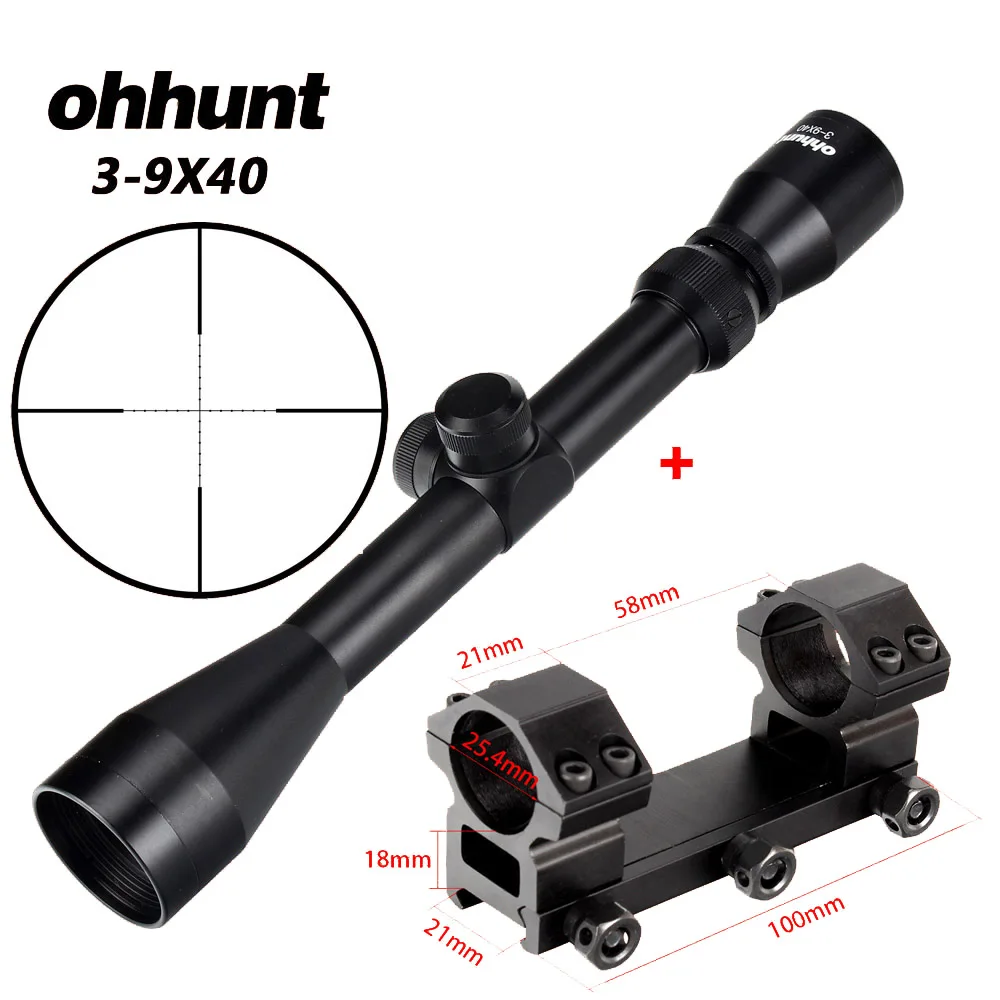 Ohhunt 3-9X40 охотничий комбинированный прицел проволока дальномер Сетка арбалет или Mil точка Сетка прицел тактические оптические прицелы - Цвет: with Picatinny Rings