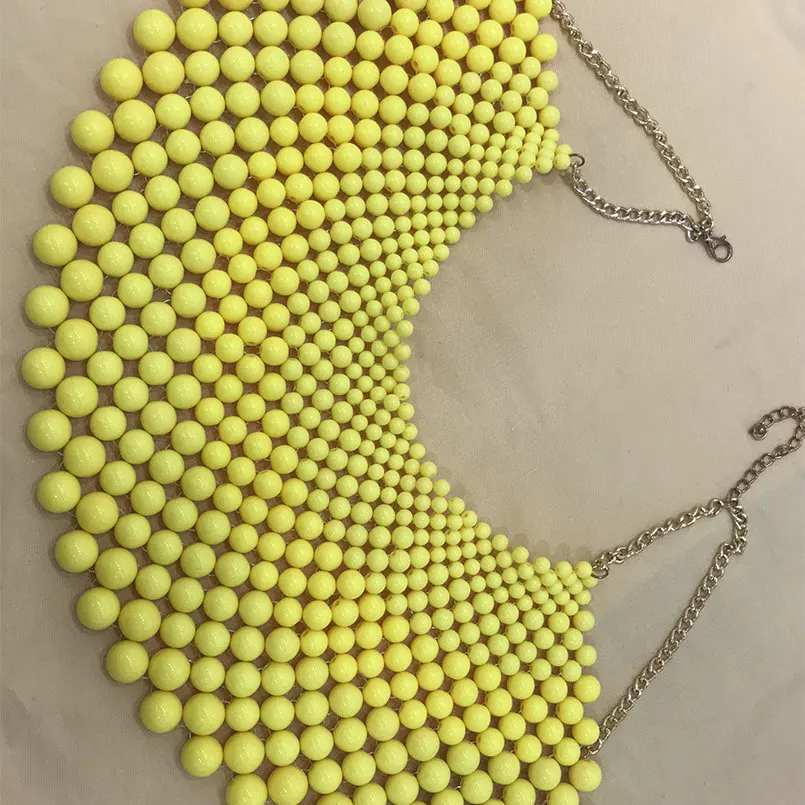 Бренд MANILAI, индийские ювелирные изделия ручной работы, бисерное массивное ожерелье s для женщин, воротник, бусы, колье, Макси ожерелье, свадебное платье - Окраска металла: yellow
