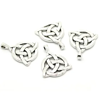 

50Pcs Silver Tone Hollow Metal Chinese Celtic Knot Pendants Jewelry Findings Charms 35x27mm