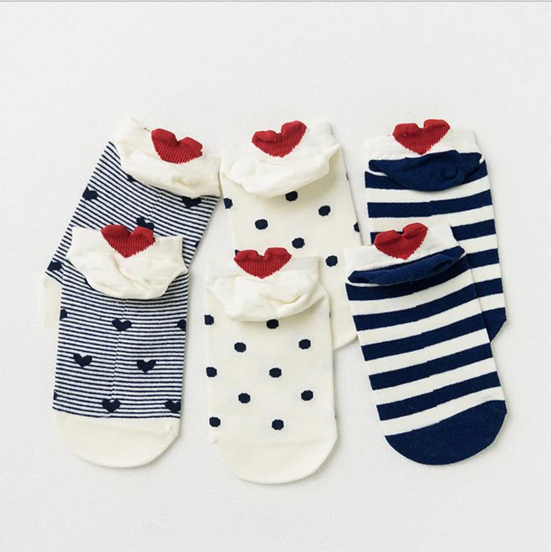 3 пары, высококачественные повседневные забавные короткие носки до лодыжки, дизайнерские носки на каблуке с сердечками, весенние носки-тапочки