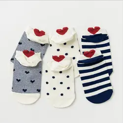 3 пары Высокое качество повседневное забавные короткие носки до лодыжки сердце дизайн пятки носки для девочек Тапочки Meias Весна Sox чулочно
