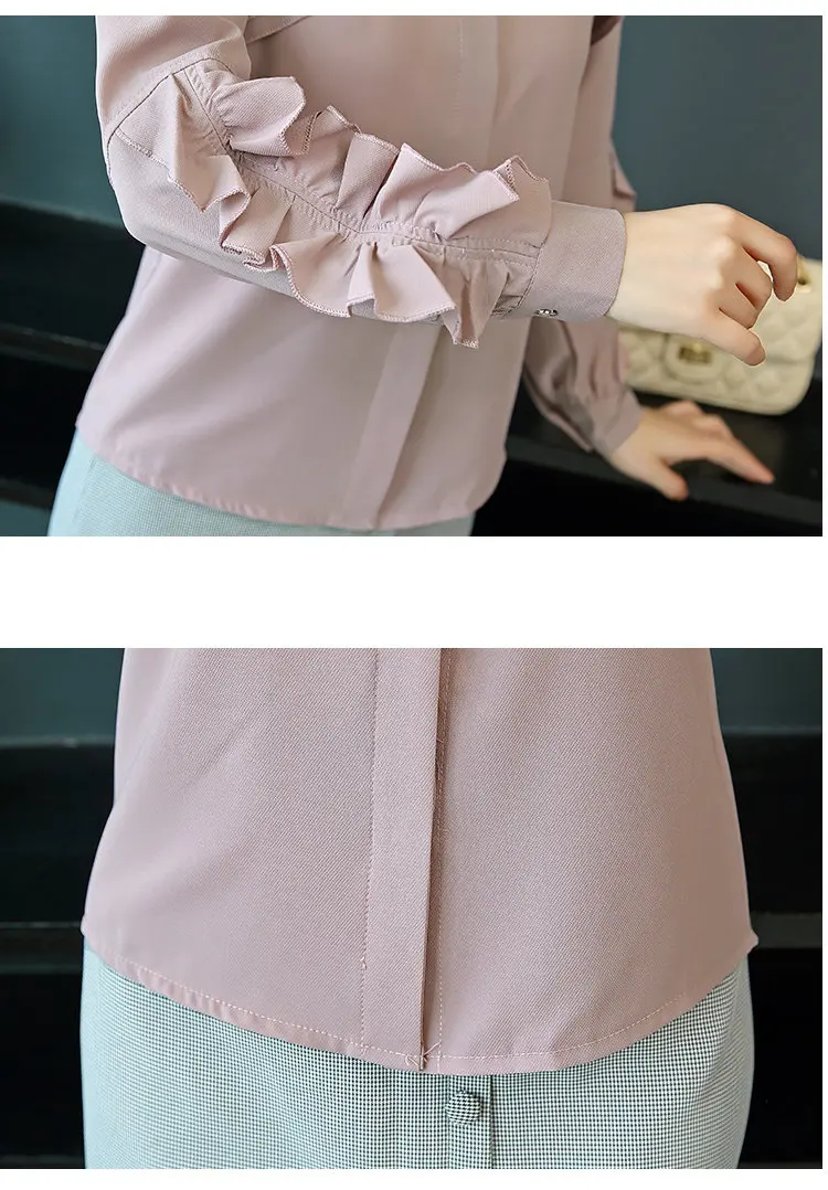 2019 New Elegant Autumn Tops Women Long Sleeve Ruffle Blouse Work Wear Office Shirts Plus Size Chiffon Blusas Mujer Moda (20)