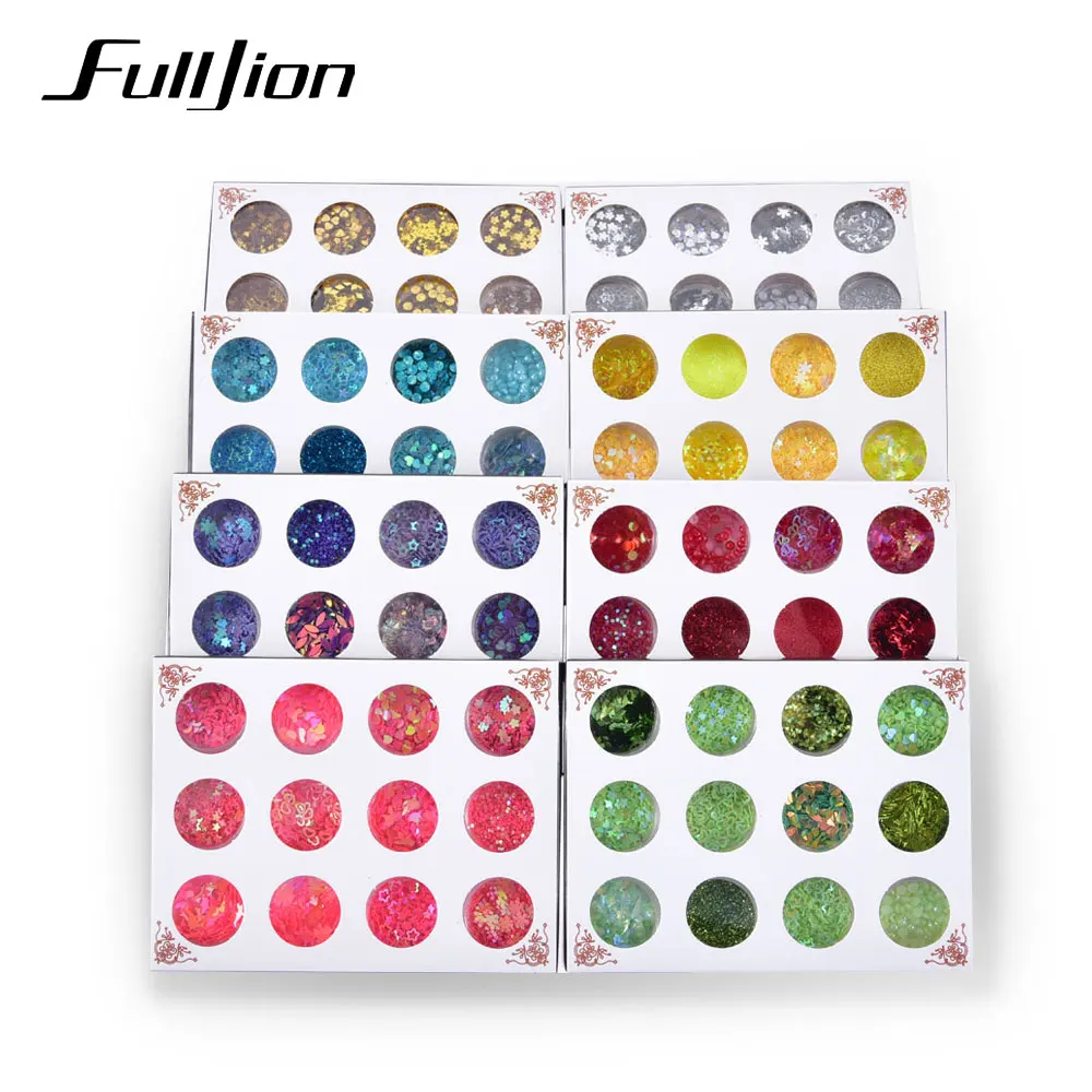 Fulljion 12 коробок блеск для тела смешанный хлопья массивный клей лица наклейки