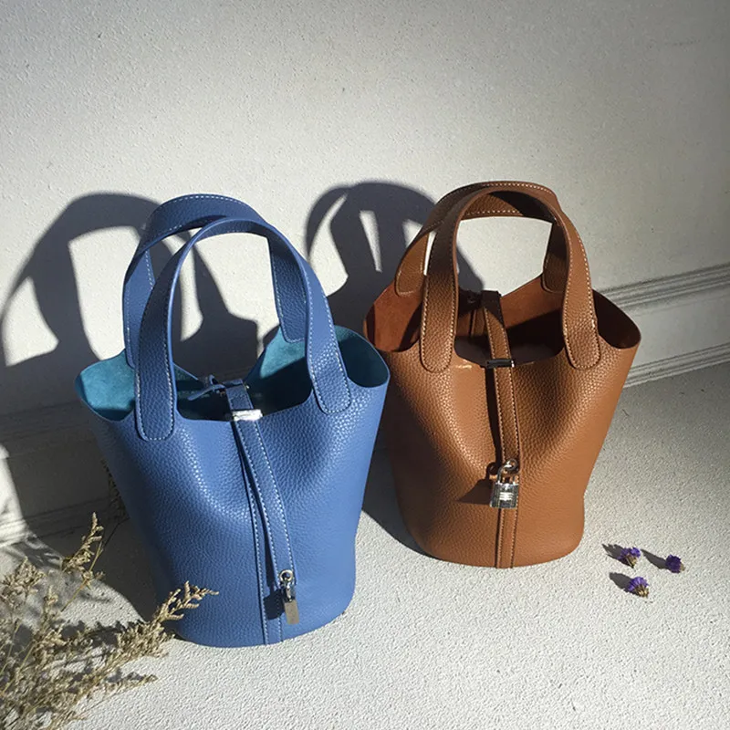 

2016 women's handbag bucket bag basket bag lychee portable handbag unique package