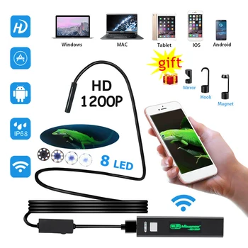 1200P HD WiFi Endoscope Camera Waterproof Android USB Softwire Rigid Hardwire Borescope Mini Camera 8mm For Iphone Android PC 1