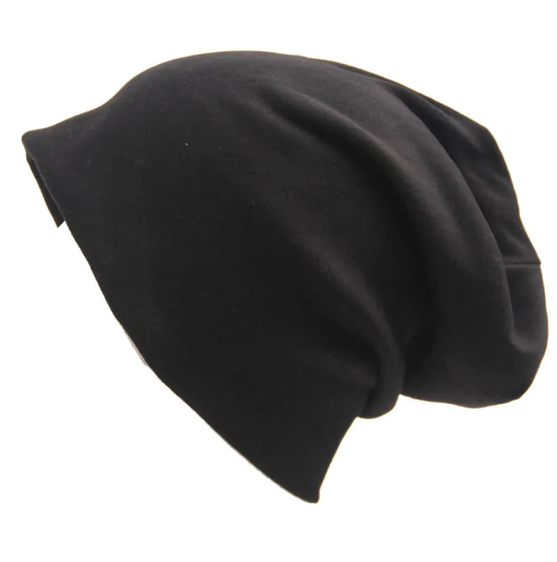 Новое поступление, осенне-зимние хлопковые шапки для женщин, головные уборы, аксессуары, одноцветные беговые шапочки, Повседневная многофункциональная шапка - Цвет: Черный