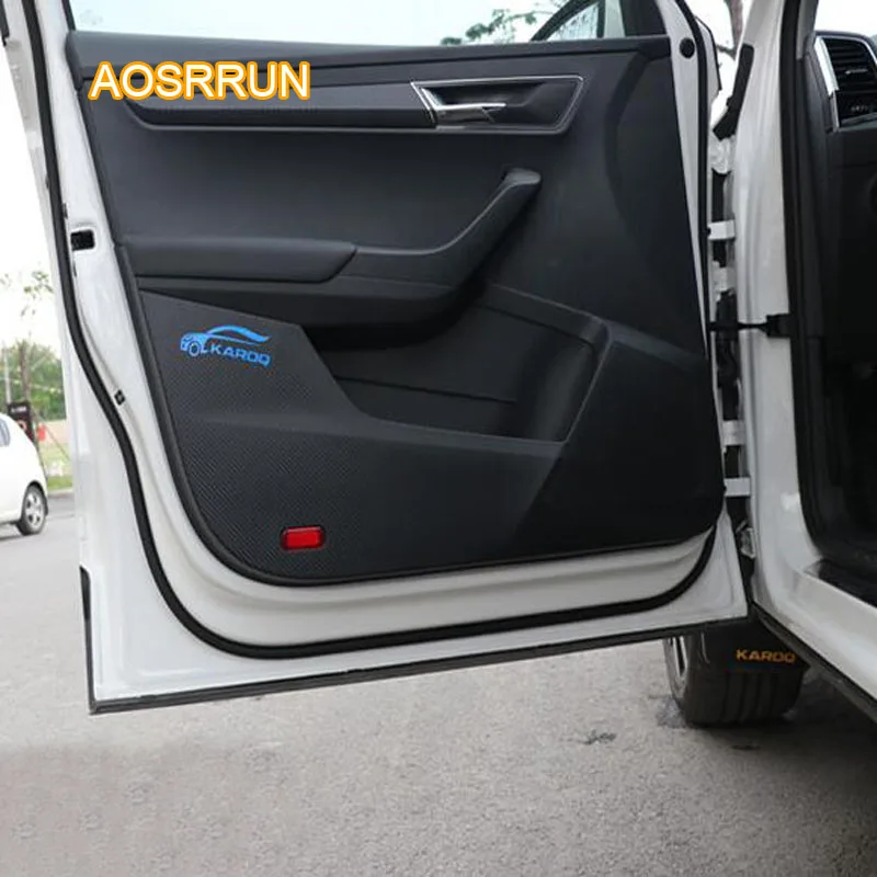 

AOSRRUN The inside of the leather car door protects the cushion against the mat Cover Car accessories FOR Skoda Karoq
