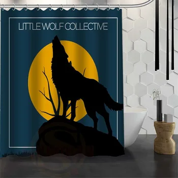 

Custom Waterproof Bathroom Wolf Shower Curtain Polyester Fabric Bathroom Curtain 165X180cm,180X200cm P#