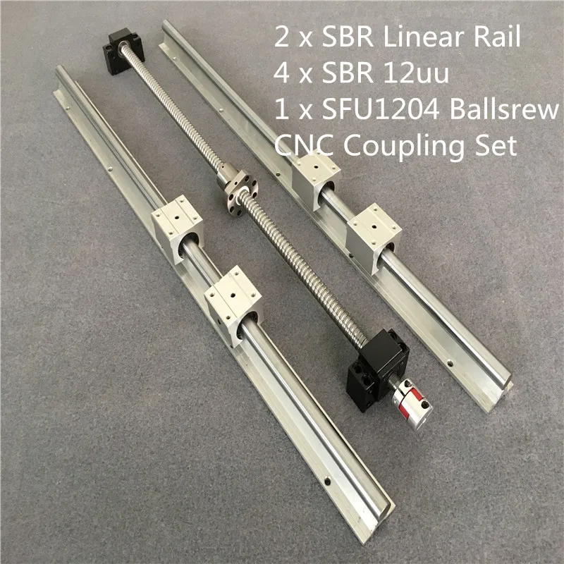 

2xSBR + 4xSBR12UU Linear Rail Ballscrew SFU RM1204-300 400 500 550 600 800 1000 1500mm + BK/BF10 + Coupling End Machined CNC