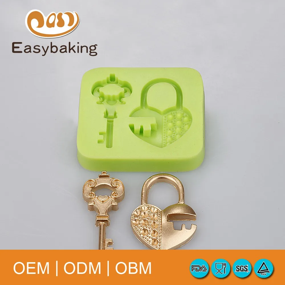 SM569 Vintage Keys Lock Silicone Mould Mold Paperclay Cake fondant sculpting 