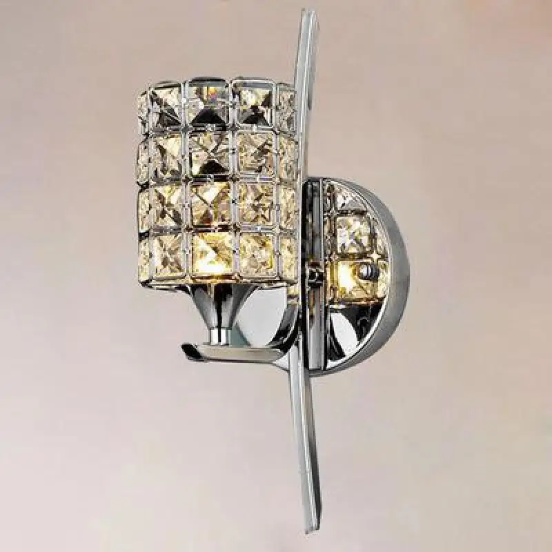 Простой современный Современные Потолочные LED настенный светильник с одной головкой K9 Хрустальный настенный светильник креативное искусство прикроватное зеркало фары Спальня освещение - Цвет абажура: Серебристый