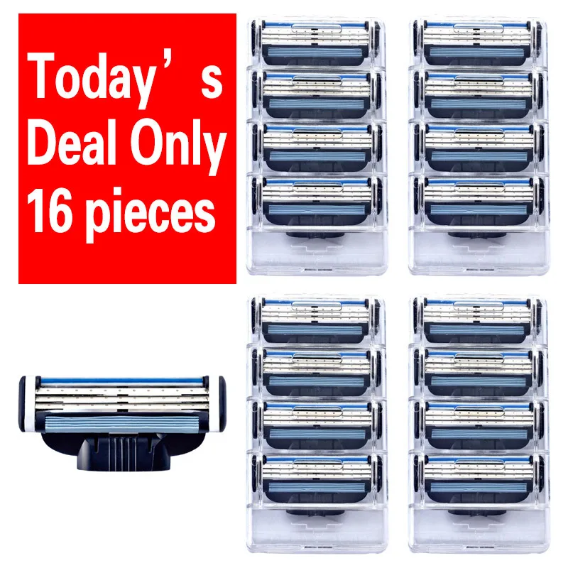 16pcs/lot  wholesale Razor High Quality Men's Razor Blades Shaver Blades Shaving Blades for mache 3 Standard for RU&Eu US