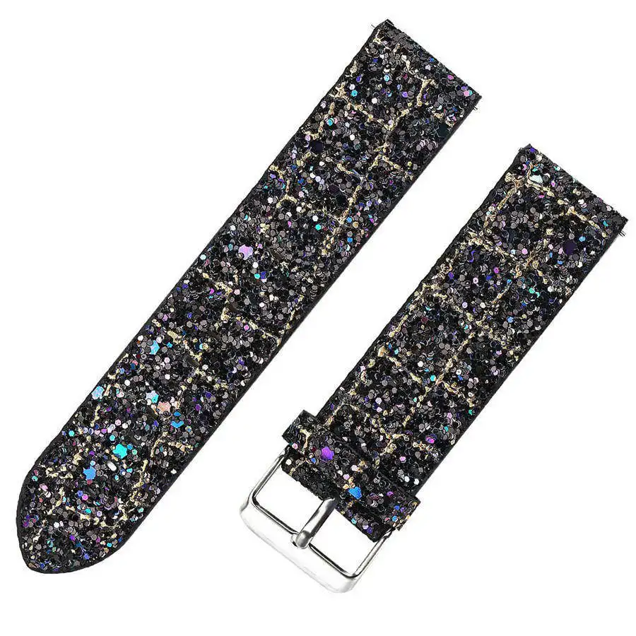 Black Gold 22 мм Блестящий яркий блеск Рождественский браслет для samsung Шестерни S3 Band для Шестерни S3 классический R770 S3 Frontier R760 ремень с булавками - Цвет ремешка: Black Gold