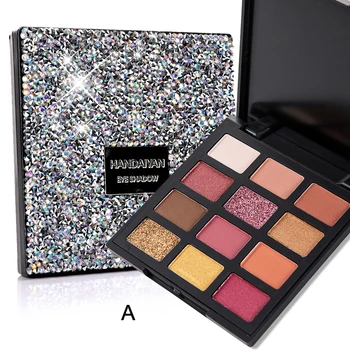 

HANDAIYAN 12 Color Brighten The Eye Gem Eye Shadows Palette Pearlescent Matte Eyeshadows TSLM1