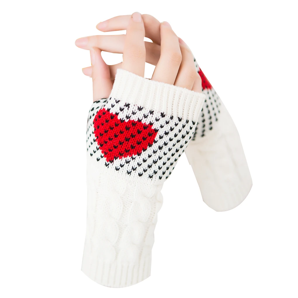 1 пара зима осень Рождество сердце набрав перчатки женские Девушки руки запястья теплые рукава зима осень варежки - Цвет: NO.5