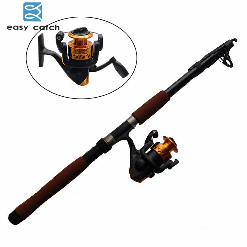 سهلة الصيد 2.4 متر الفيبرجلاس تلسكوب Baitcasting الصيد قضيب و بكرة الصب الغزل الصيد قضبان و للماء حقيبة كومبو