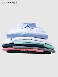 CARANFIER Мужская рубашка оксфорд Досуг с длинным рукавом Чистый Slim Fit Топ Qualtity хлопковая блузка модная классическая рубашка Camisa