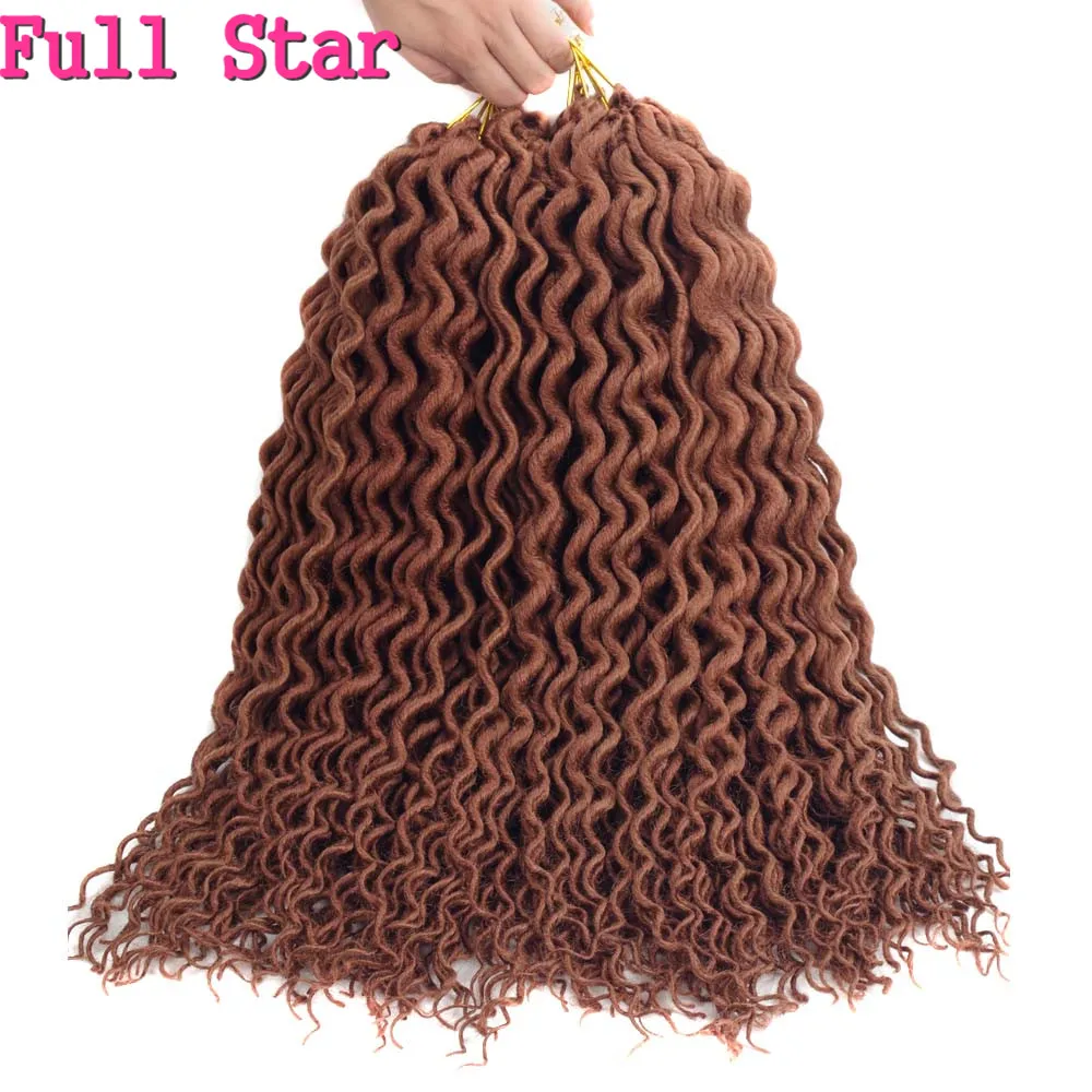 Полный Звезда 1" Faux locs Curly заканчивается 24 корни вязанная косами чёрный; коричневый Цвет химическое плетение волос для Для женщин