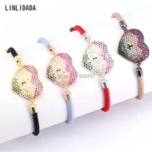 8 шт микро проложить с фианитами, в форме сердца браслеты для женщин ручной работы Хлопок Веревка Регулируемая цепочка-браслет