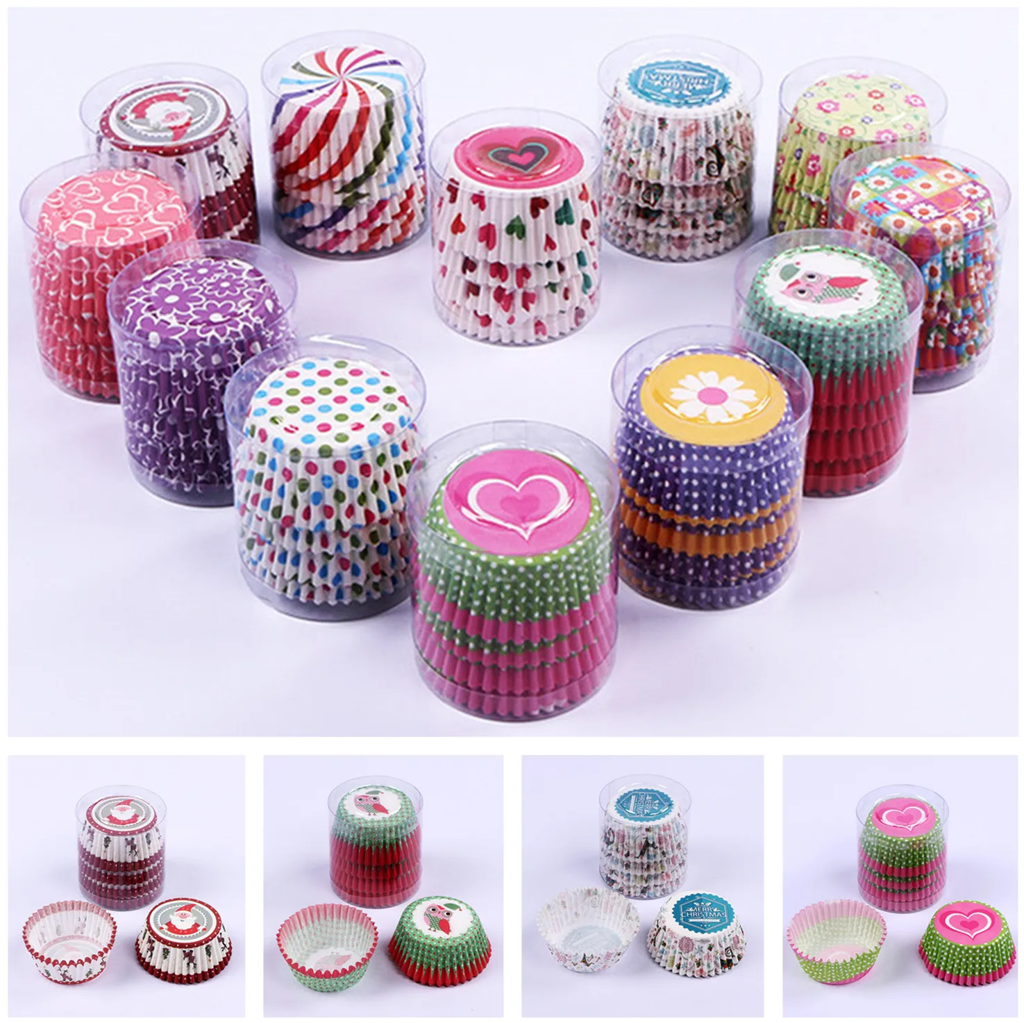 

100Pcs Colorful Bakeware Cupcake Paper Cake Tools Cupcake Liner Baking Muffin Box Cup Case for Party Tray Cake Mold Decorations