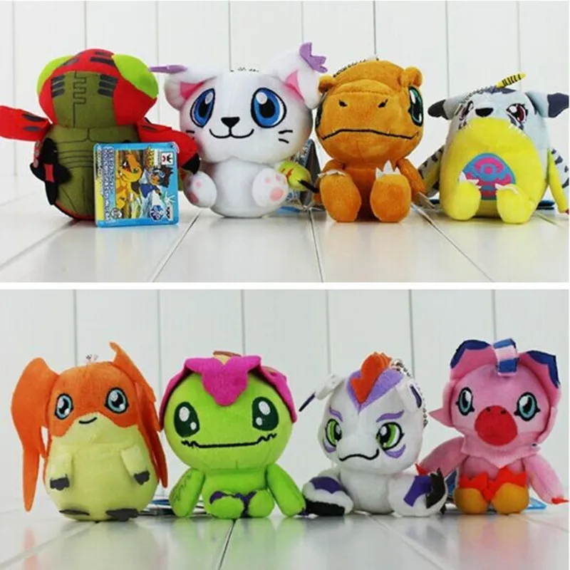 

8 Styles 10cm Digimon Plush Patamon Agumon Palmon Piyomon Gomamon Gabumon Tentomon plush toys Pendant Keychain Toys