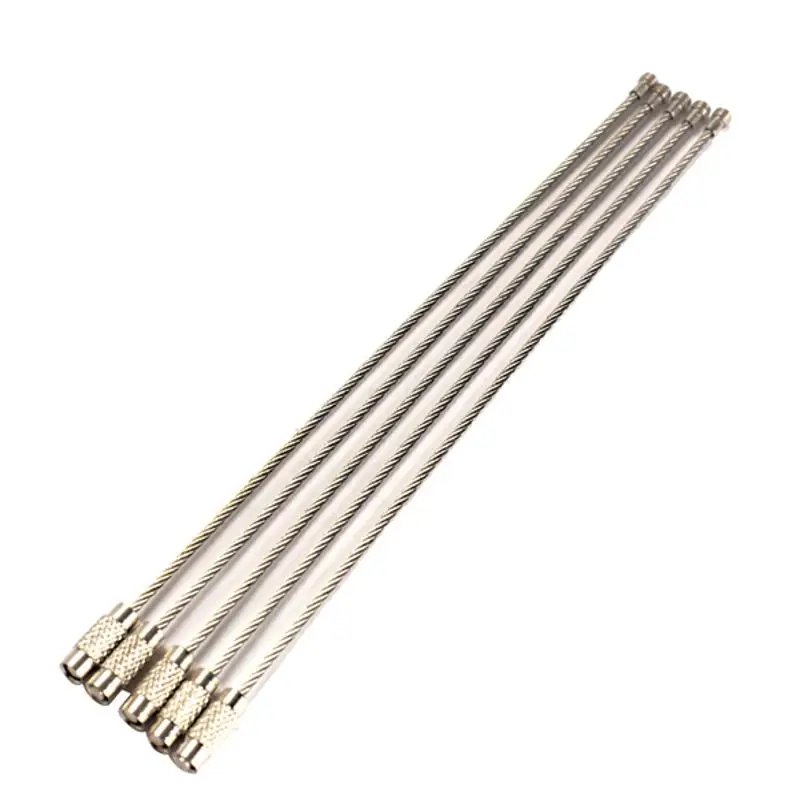 

High Quality Car Styling 5 Pcs/lot Stainless Steel Wire Keychain Cable Key Ring for Outdoor Hiking Fashion Key Organizer