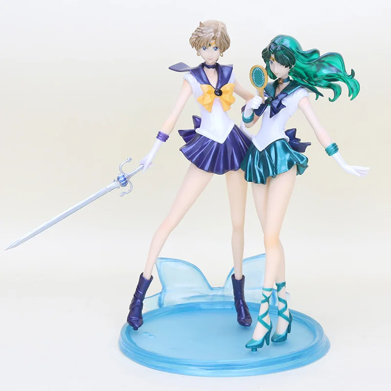 20 см Сейлор Мун фигурки Tenoh Haruka Uranus Kaiou Michiru Нептун ПВХ Фигурки Модель игрушки|model