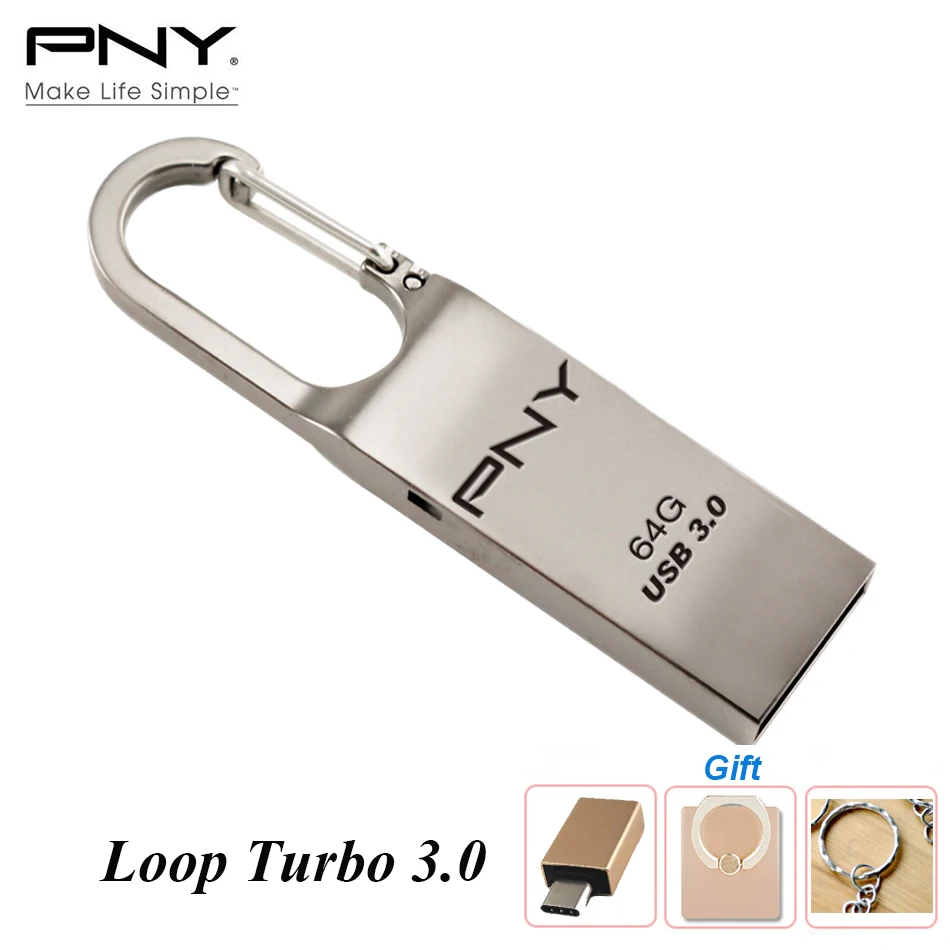 

Original PNY Metal USB 3.0 High Speed USB Flash Drive 64GB 32GB memoria flash pendrive memory usb bracelet key for PC Laptop TV