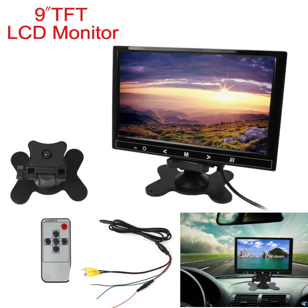9 Inch 800 x 480 Car RGB Digital Display 2 Way Video Input Rear View VCR Monitor with Built-in Speakers & Touch Button