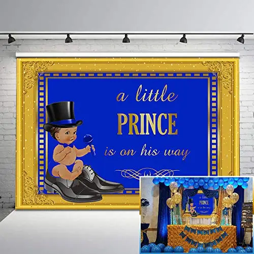 

NeoBack Royal Prince Baby Shower Backdrop Royal Blue and Gold Photo Background Ethnic Prince Photography Backdrops Decorations