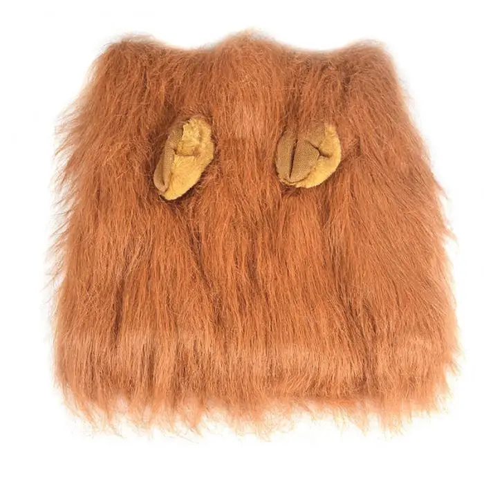lion mane wig with tail costume adjustable lion hair dog clothes cozy fabric material lion mane wig for your pet is made out of fur and polyester blends perfectly lion