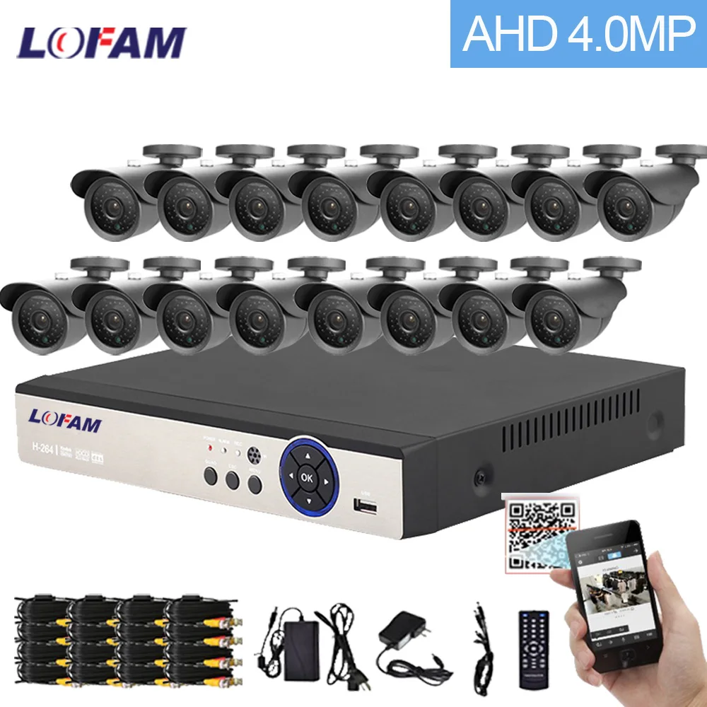 LOFAM 16CH 4MP Camera Kit Video Surveillance 16 Channel DVR NVR 4.0MP