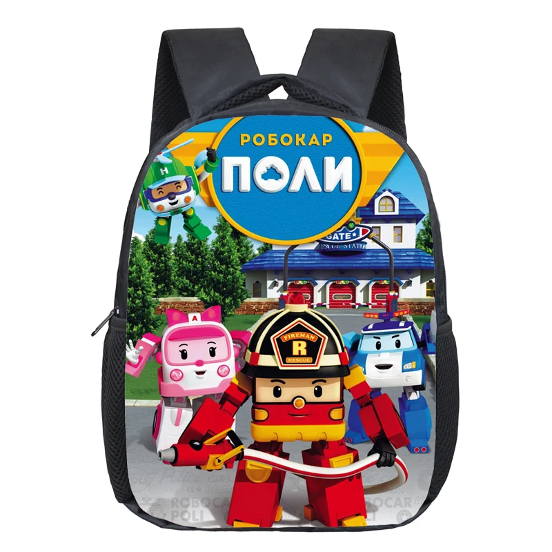 

12 Inch Robocar Poli Backpack Printing Shoulder Backpack Kids Boys Girls School Bag Children Kindergarten Bags Backpacks Gift
