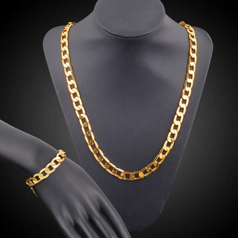 

Hip Hop Gold Color Iced Out Crystal Miami Cuban Chain Gold Necklace & Bracelet Set HOT SELLING THE HIP HOP KING