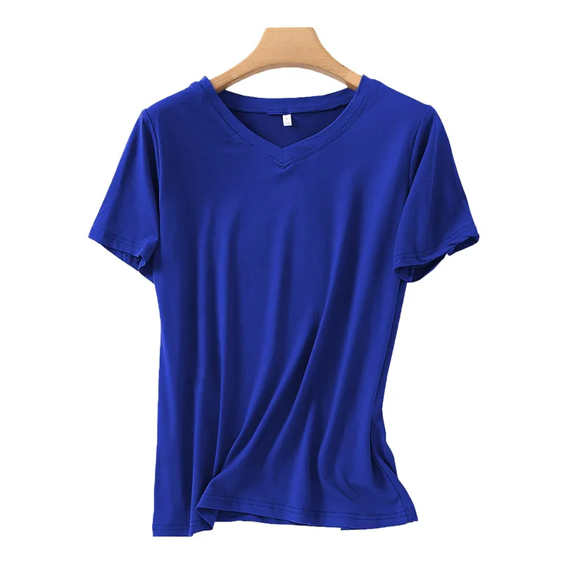 GCAROL/ г. Весенне-летняя футболка ярких цветов; шикарные Повседневные базовые идеальные футболки с v-образным вырезом; Верхняя одежда без подкладки; топы для девочек
