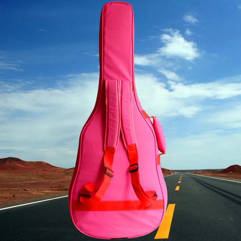 Waterproof thick padded portable 34 36 inches acoustic classical guitar bag soft case gig cover backpack with straps pink black guitar bag