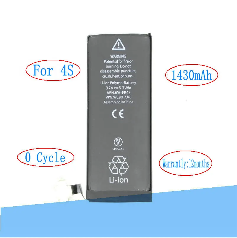 ISkyamS 1x1430 мАч 0 нулевой цикл сменный литий полимерный аккумулятор для iPhone 4S 4 S