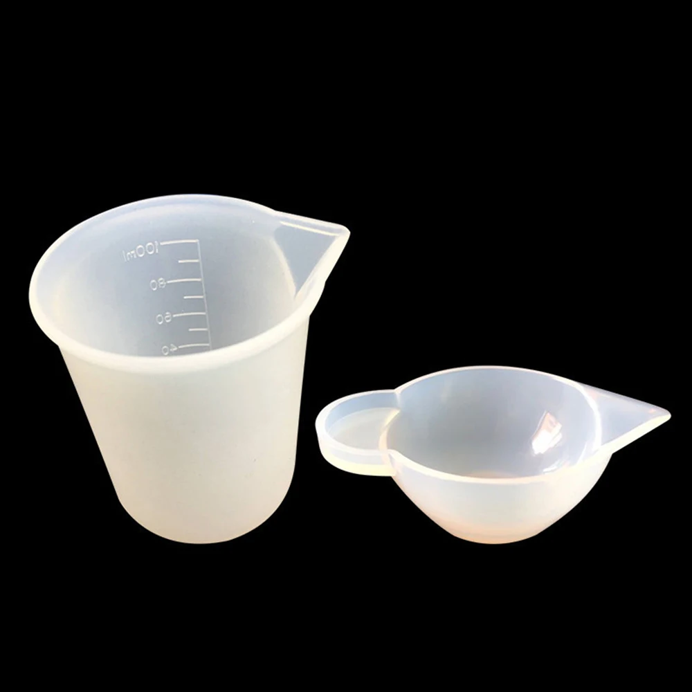 

4pcs/set (2 Large+2 Small) 100ML Reusable Measuring Cups Silicone Crystal Epoxy Cup Handmade DIY Craft Resin Glue Tool