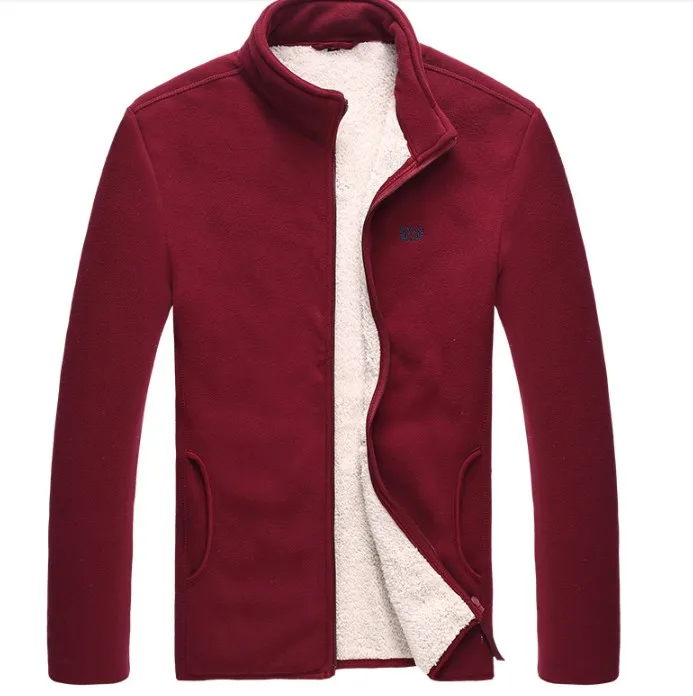 thick wine red Осень Зима флисовая толстовка мужская с длинным рукавом Толстая Толстовка повседневные толстовки мужские размера плюс M-4XL на молнии Свободная верхняя одежда Ds50749 - Цвет: thick wine red