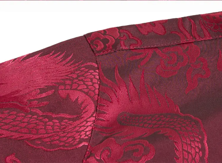 WAEOLSA Men Summer 2PCS Pant Sets Chinese Dragon Pattern Twinset Man Tunic Shirt And Trouser Suit  Silk Cotton Blends Ensemble (13)