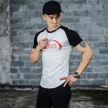 

2019 Running Shirt Men Short Sleeve Quick Dry Fitnes T-Shirts Sports Slim Fit Tops Tees Homme Gym tshirt Sport T Shirt Men Tops