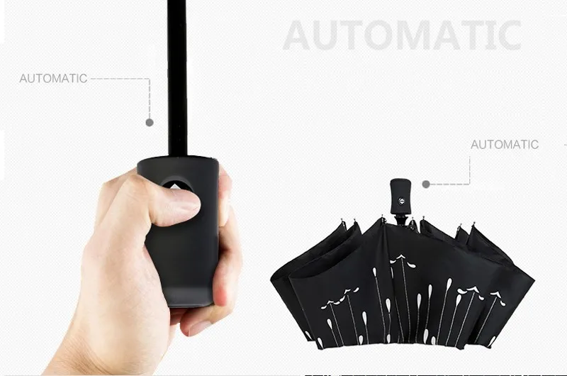 Creative Meteor Fully Automatic Umbrella Fashion Black 3 Folding Sun Umbrella Rain Women Men Umbrella Windproof Anti-UV Large Parasol8