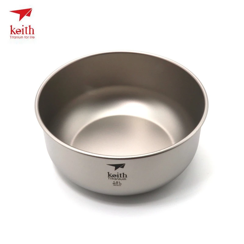 

1.8L Keith Titanium Bowl Fruits And Vegetables Salad Bowl Pure Titanium Outdoor Camping Tableware Soup Salad Bowl Plate Ti8701