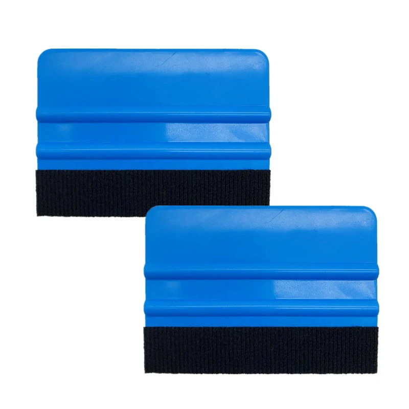 

2Pcs Squeegee Car Film Tool Vinyl Blue Plastic Scraper Squeegee With Soft Felt Edge Window Glass Decal Applicator