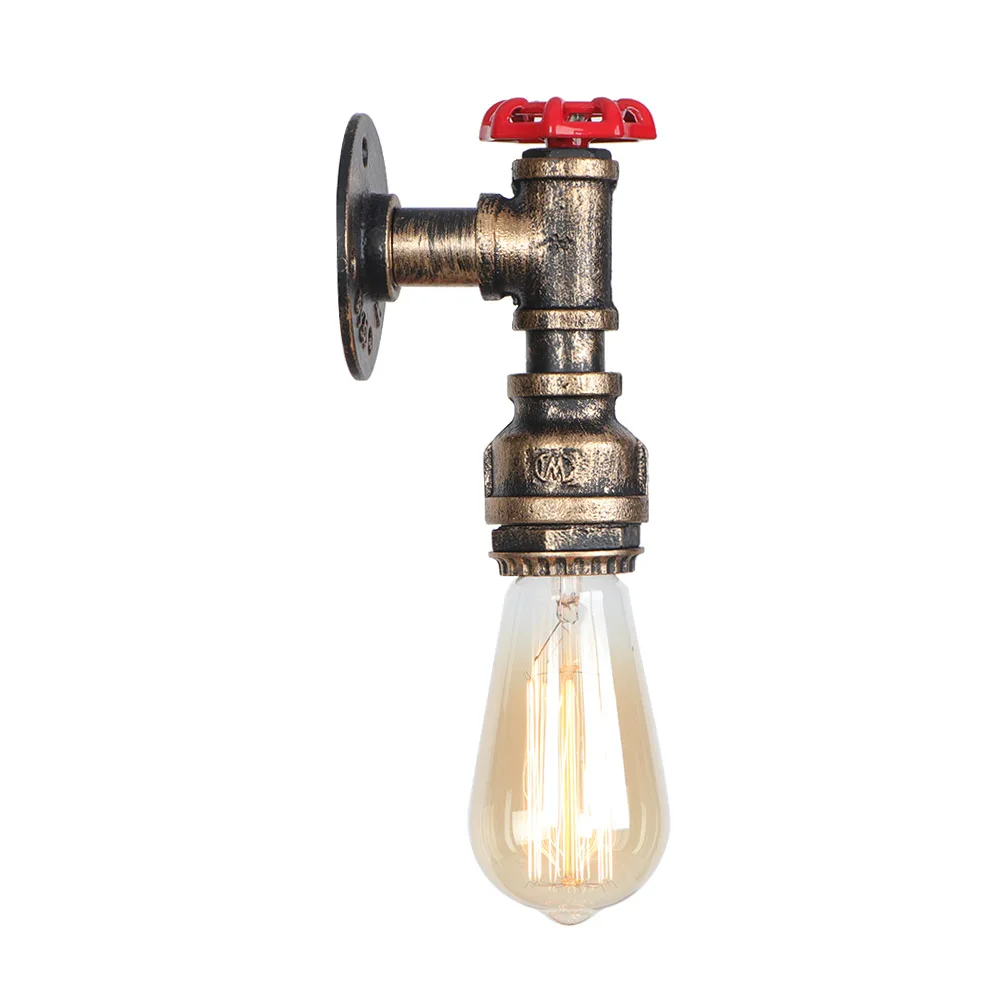 Industrial Steampunk Wall Sconce Light Pipe Edison Valve Fixture Vanity Light 