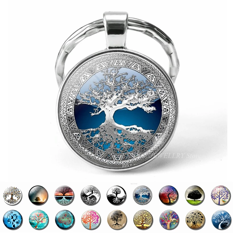 

2019 HOT Tree of Life Keychain Art Photo Glass Dome Jewelry Vintage Key Chain Car Key Ring Life Tree Pendant Gifts Dropshipping